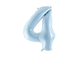 Ballone Zahl "4" 72cm, Hellblau (1 Stk.)