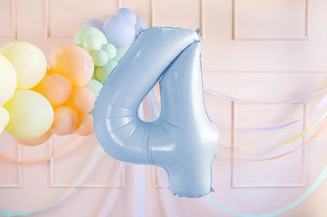 Ballone Zahl "4" 72cm, Hellblau (1 Stk.)
