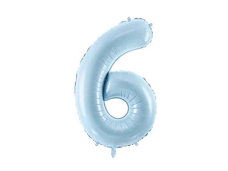 Ballone Zahl "6" 72cm, Hellblau (1 Stk.)
