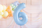 Ballone Zahl "6" 72cm, Hellblau (1 Stk.)