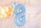 Ballone Zahl "8" 72cm, Hellblau (1 Stk.)