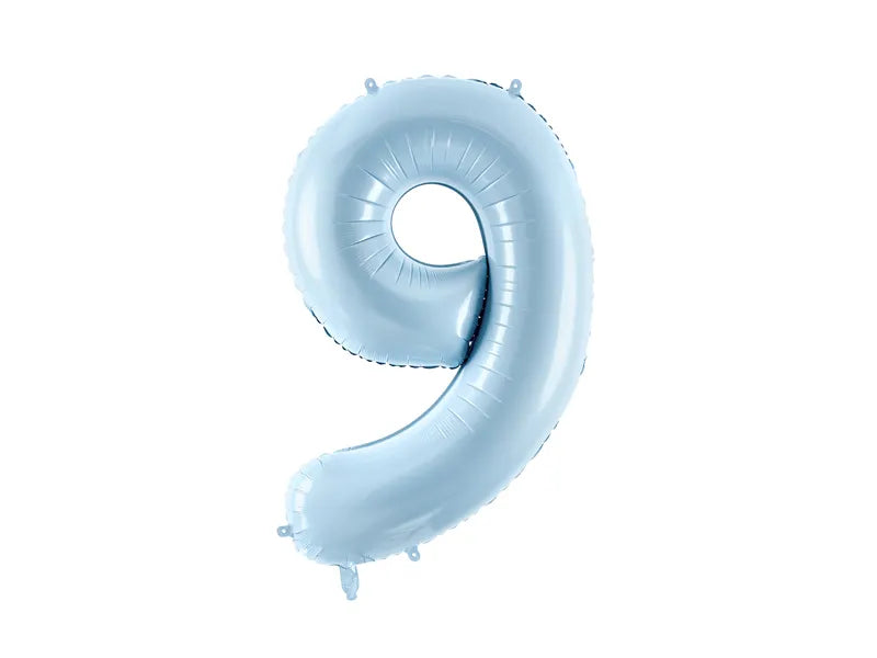 Ballone Zahl "9" 72cm, Hellblau (1 Stk.)
