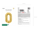 Ballone Zahl ''0'' 72cm, Metallic gold (1 Stk.)