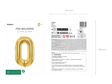 Ballone Zahl ''0'' 72cm, Metallic gold (1 Stk.)