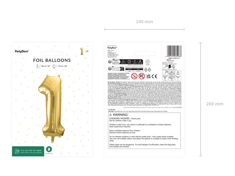 Ballone Zahl ''1'' 72cm, Metallic gold (1 Stk.)