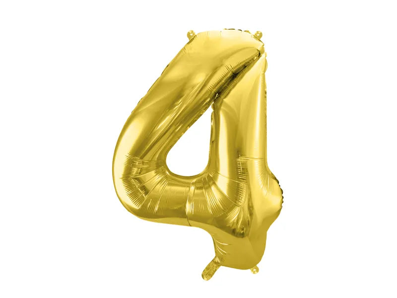 Ballone Zahl ''4'' 72cm, Metallic gold (1 Stk.)