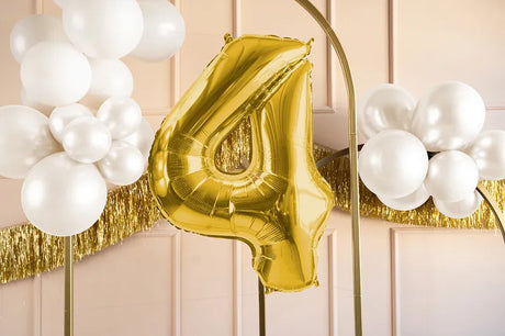 Ballone Zahl ''4'' 72cm, Metallic gold (1 Stk.)