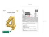 Ballone Zahl ''4'' 72cm, Metallic gold (1 Stk.)