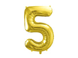 Ballone Zahl ''5'' 72cm, Metallic gold (1 Stk.)