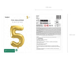 Ballone Zahl ''5'' 72cm, Metallic gold (1 Stk.)