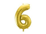 Ballone Zahl ''6'' 72cm, Metallic gold (1 Stk.)