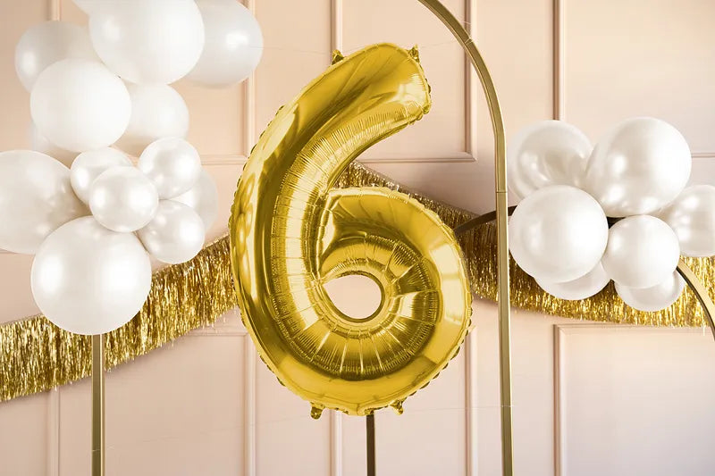 Ballone Zahl ''6'' 72cm, Metallic gold (1 Stk.)