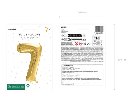 Ballone Zahl ''7'' 72cm, Metallic gold (1 Stk.)