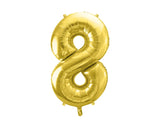 Ballone Zahl ''8'' 72cm, Metallic gold (1 Stk.)