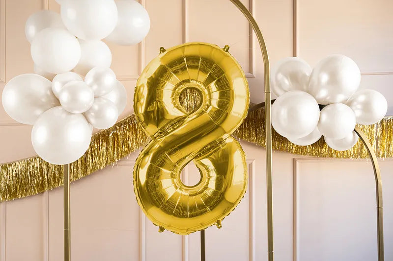 Ballone Zahl ''8'' 72cm, Metallic gold (1 Stk.)