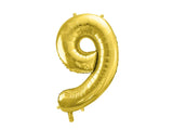 Ballone Zahl ''9'' 72cm, Metallic gold (1 Stk.)