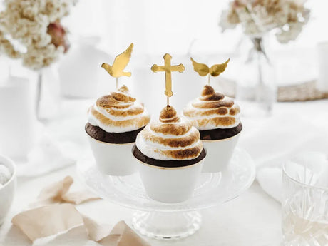 Cake Topper Erstkommunion 11cm, Metallic gold (6 Stk.)