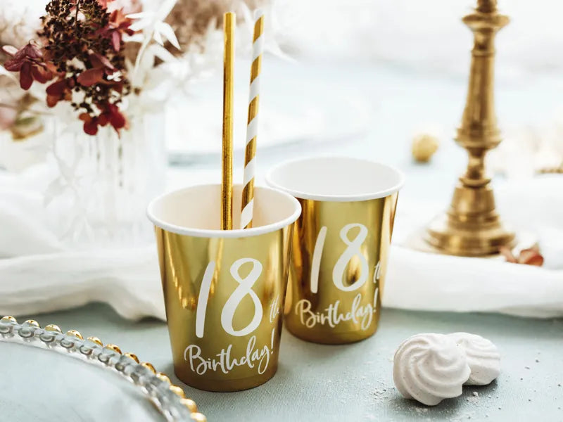 Becher 18th Birthday 220ml, Metallic gold (6 Stk.)