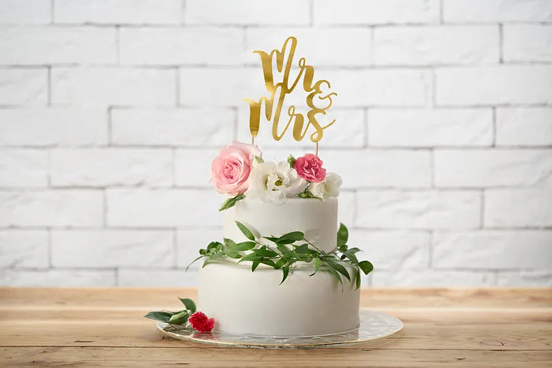 Cake Topper Mr&Mrs 25,5cm, Metallic gold (1 Stk.)
