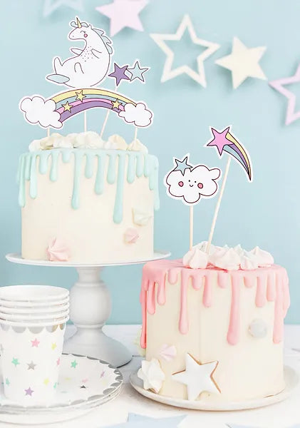 Cake Topper Einhorn 23.5cm, Pastell Mix (5 Stk.)