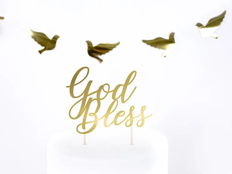 Cake Topper God Bless 27cm, Metallic gold (1 Stk.)
