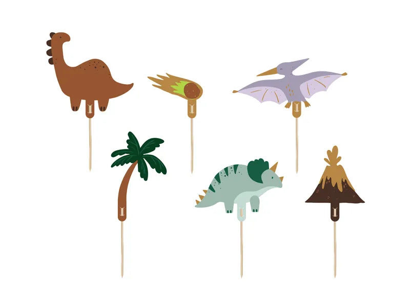 Dinosaurier-Tortentopper, 8-12 cm, Farbenmix (6 Stk.)