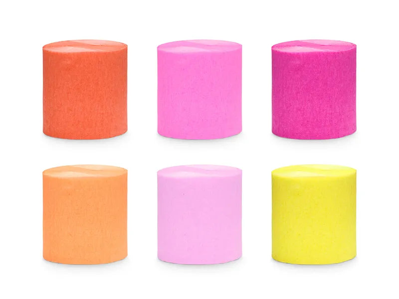 Krepppapier 5 cm/10 m, Set mit 6 Stück, Sommerfarben Mix
