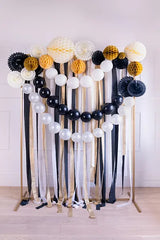 Krepppapier 5cm/10m, Set mit 6, Schwarz-Gold Mix