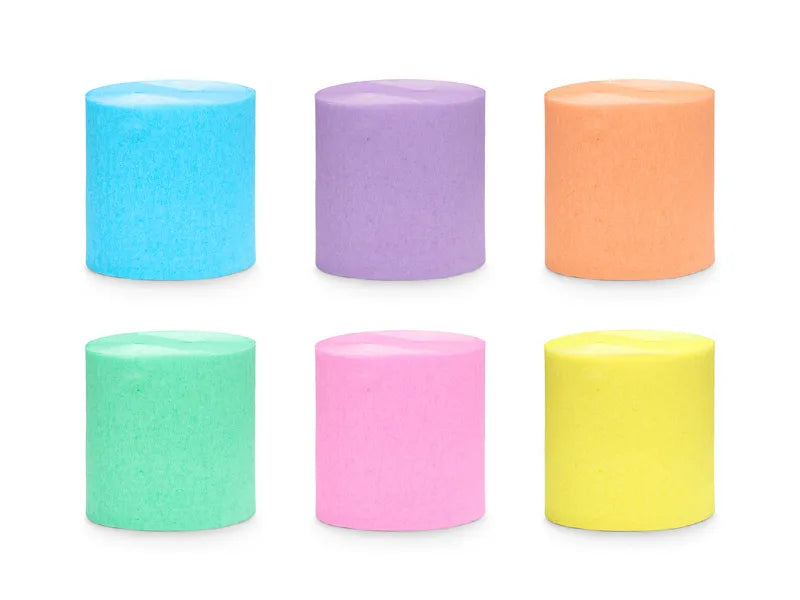 Krepppapier 5 cm/10 m, Set mit 6 Stück, Pastellregenbogen Mix