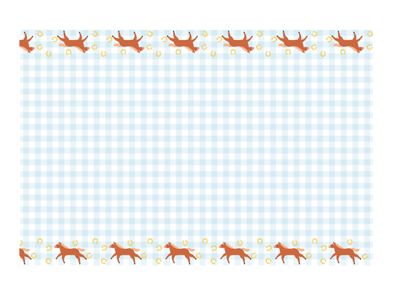 Papier Tischdecke Kariert mit Pferden, mix, 180x120 cm (1 Stk.)