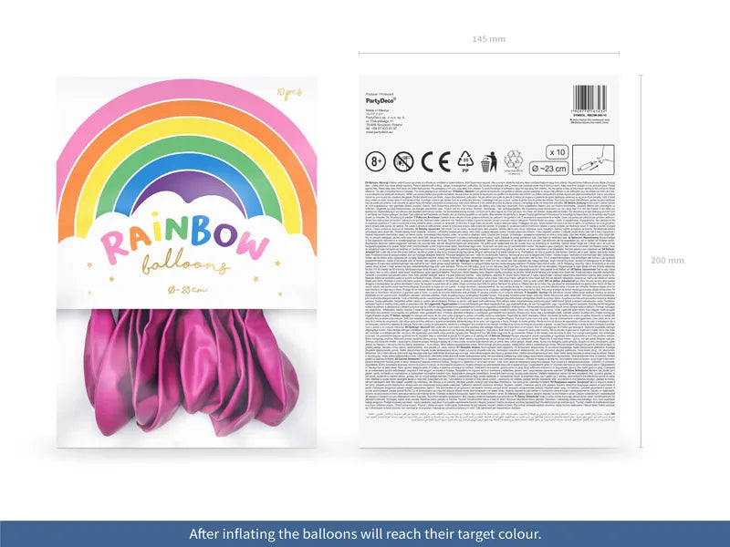 Rainbow Ballons 23cm, metallisiert, fuchsia