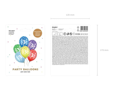 Ballone 3st Birthday 30cm, Metallic Rainbow (6 Stk.)