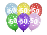 Ballone 50st Birthday 30cm, Metallic Rainbow (6 Stk.)