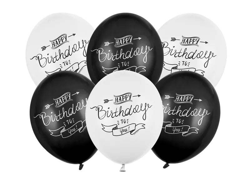 Ballons 30cm, Happy Birthday to you, Pastel Mix (6 Stk.)