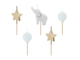 Geburtstagskerzen Elefant, 3-5 cm, mix