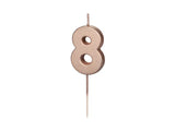 Geburtstagskerze Nummer 8, Roségold, 4,5 cm