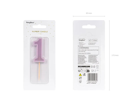 Geburtstagskerze Zahl 1, Violett, 6 cm
