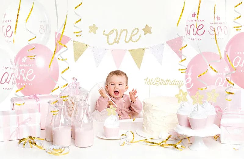 Set mit Partydekorationen - 1st Birthday, gold