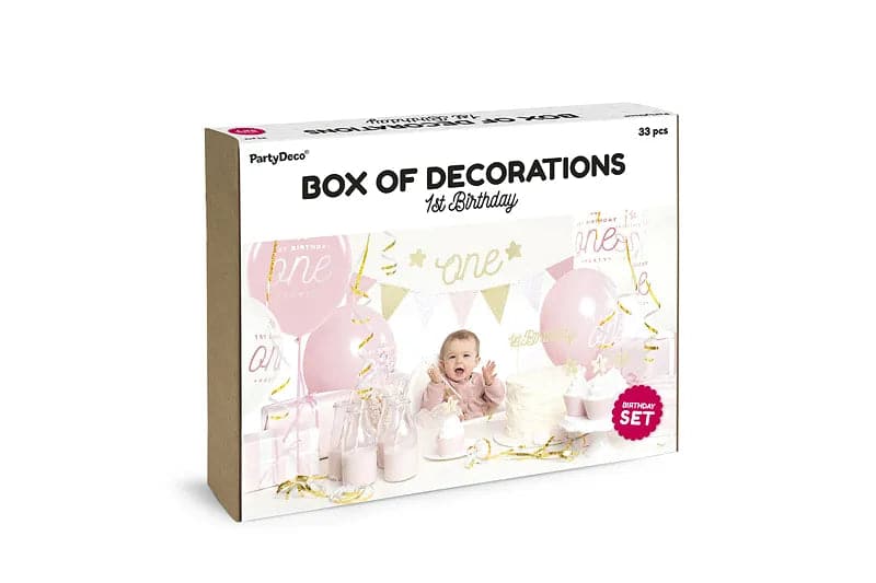 Set mit Partydekorationen - 1st Birthday, gold