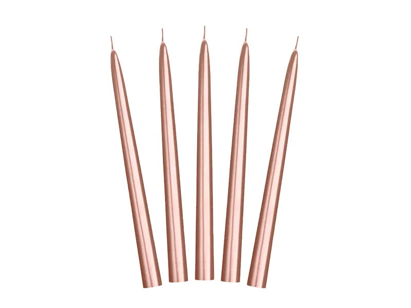 Kegelkerze metallisiert, roségold, 24cm (10 Stk.)