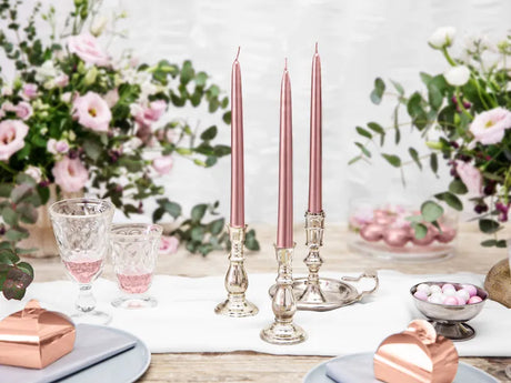 Kegelkerze metallisiert, roségold, 24cm (10 Stk.)