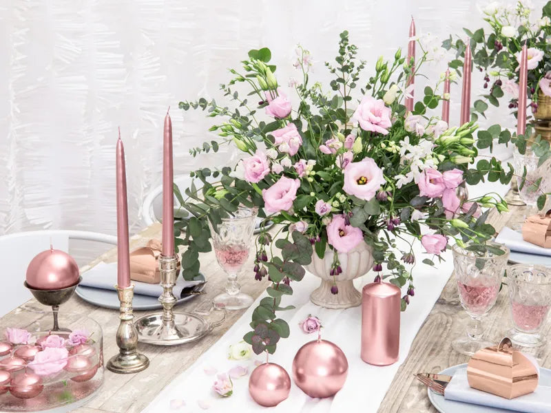 Kegelkerze metallisiert, roségold, 24cm (10 Stk.)
