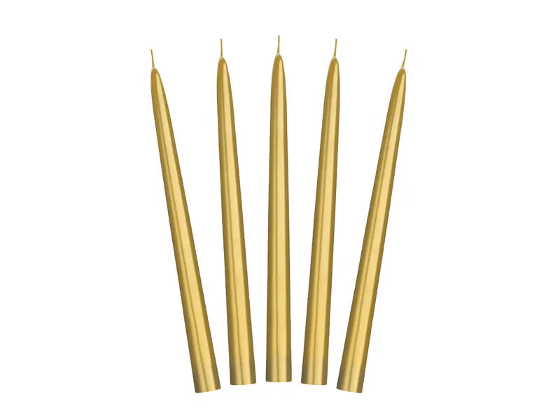 Kegelkerze metallisiert, gold, 24cm (10 Stk.)