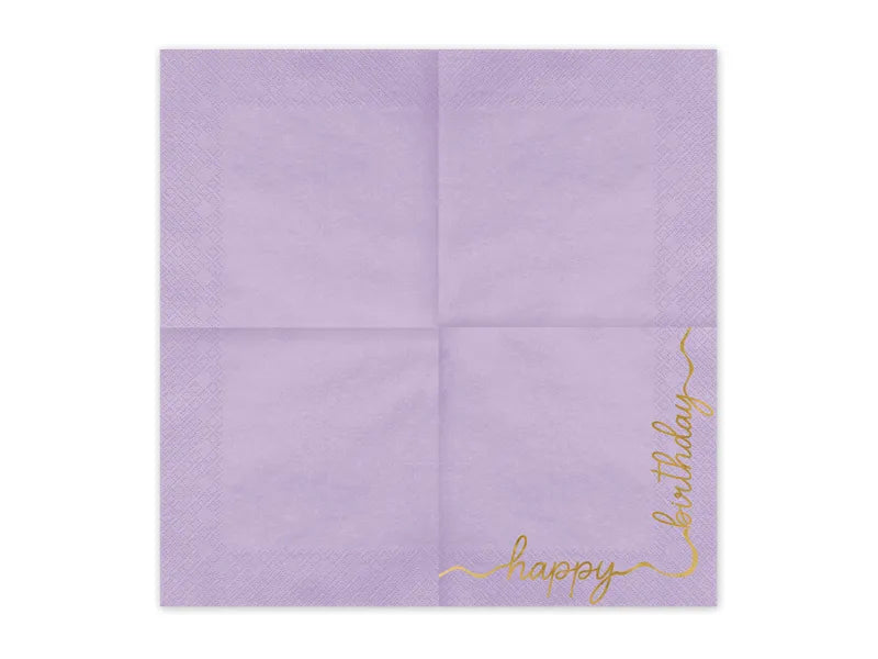 Servietten Happy Birthday 33cm x 33cm, Metallic mix (12 Stk.)