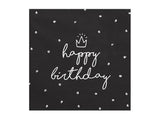 Servietten Happy Birthday 33cm x 33cm, schwarz (20 Stk.)