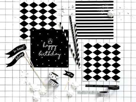 Servietten Happy Birthday 33cm x 33cm, schwarz (20 Stk.)