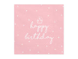 Servietten Happy Birthday 33cm x 33cm, pink (20 Stk.)