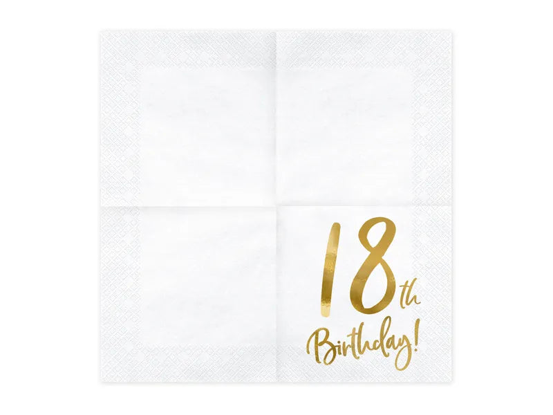 Servietten 18th Birthday 33cm x 33cm, Metallic Mix (20 Stk.)