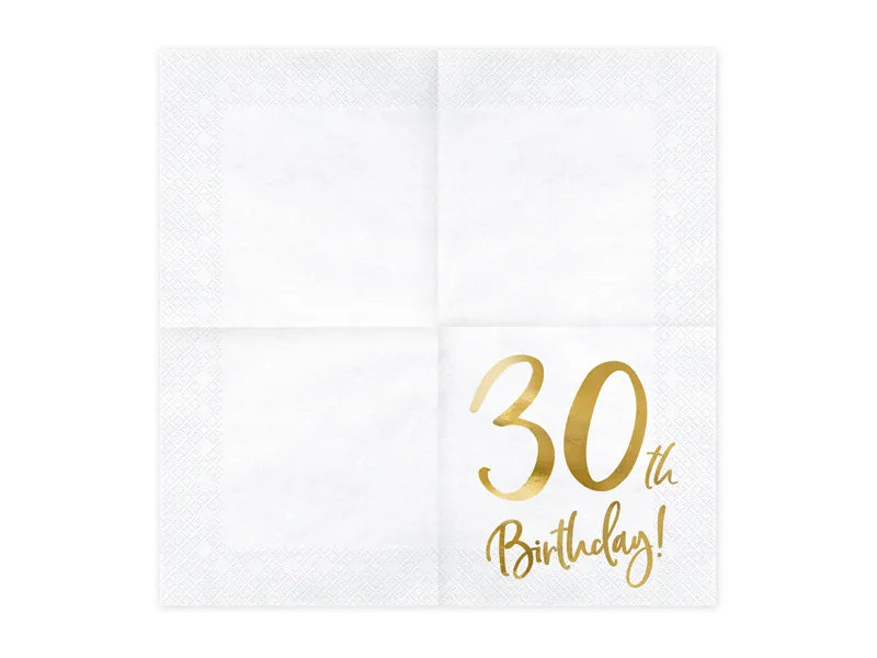 Servietten 30th Birthday 33cm x 33cm, Metallic Mix (20 Stk.)