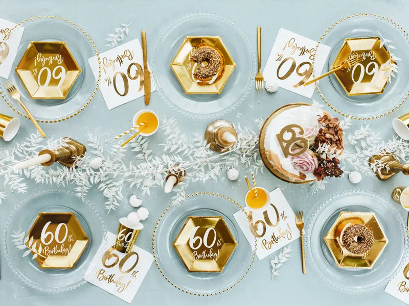 Servietten 60th Birthday 33cm x 33cm, Metallic Mix (20 Stk.)